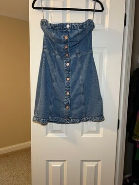 GAP | Dresses | Gap Blue Denim Strapless Dress | Poshmark